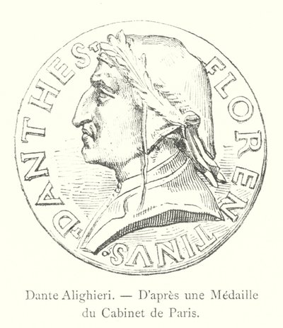 Dante Alighieri, según una medalla del Gabinete de París de Italian School