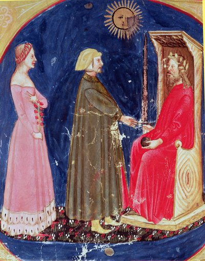 Dante y Beatriz ante Justiniano (482-565) de La Divina Comedia de Dante Alighieri (1265-1321) de Italian School