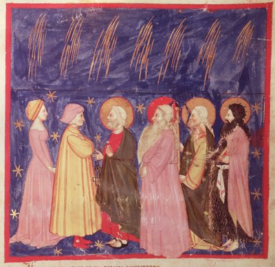 Dante y Beatriz con los santos del paraíso, de La Divina Comedia de Dante Alighieri (1265-1321) de Italian School