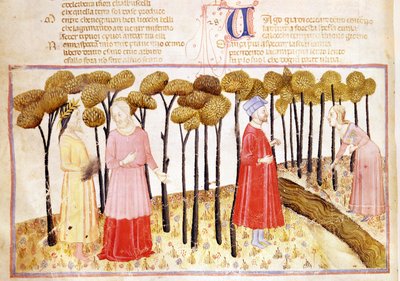 Dante y Virgilio (70-19 a.C.) en la cima del Purgatorio, de La Divina Comedia de Dante Alighieri (1265-1321) de Italian School
