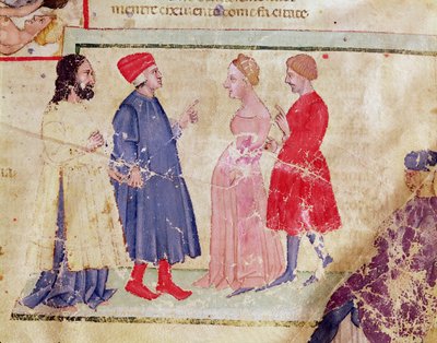 Dante y Virgilio (70-19 a.C.) con Francesca da Rimini y Paolo Malatesta, de La Divina Comedia de Dante Alighieri (1265-1321) de Italian School