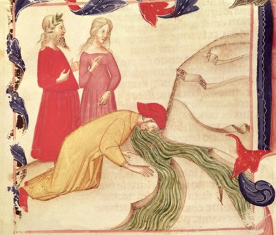 Dante purificándose antes de entrar al paraíso, de La Divina Comedia de Dante Alighieri (1265-1321) de Italian School