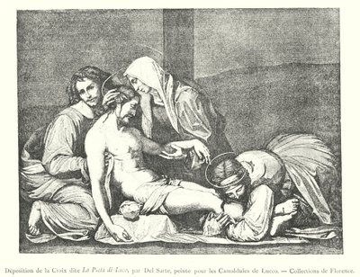 Deposición de la Cruz llamada La Pieta di Luco, pintada para los Camaldulenses de Lucco, Colecciones de Florencia de Italian School