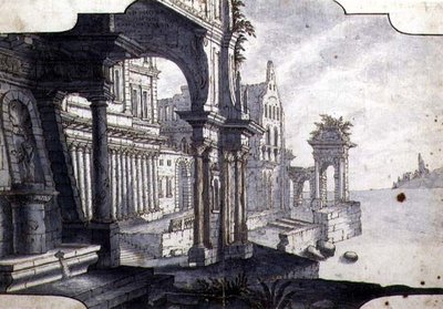 Diseño para un escenario, c.1750 de Italian School