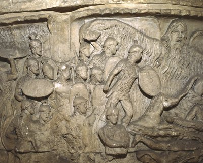 (detalle) de un molde de la Columna de Marco Aurelio mostrando el Milagro de la Lluvia de Italian School