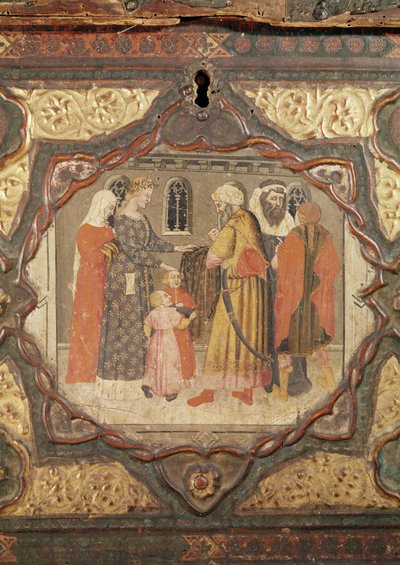 Detalle de un cassone con la historia de Saladino y Torello de Istria, de Giovanni Boccaccio (temple sobre tabla) (véase también 444280-81) de Italian School