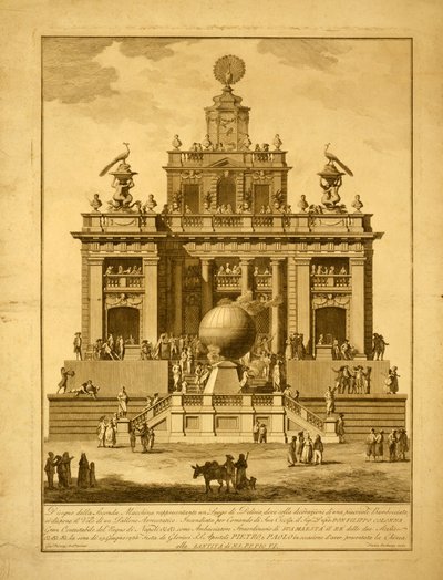 Dispositivo para crear exhibiciones de fuegos artificiales y un globo aerostático de Italian School