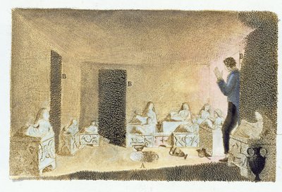 Descubrimiento de tumbas etruscas. ilustración de Monumenti Etruschi por Francesco Inghirami (1772-1846), publicado en Fiesole, 1825 de Italian School