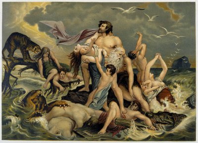 Diluvio - en "Aurea Bibbia classica: historia de la revelación divina en el antiguo y nuevo testamento" de Giovanni Ladislao Sykora (vol. 1), traducido por Don Clemente Benetti. (Biblia italiana) de Italian School