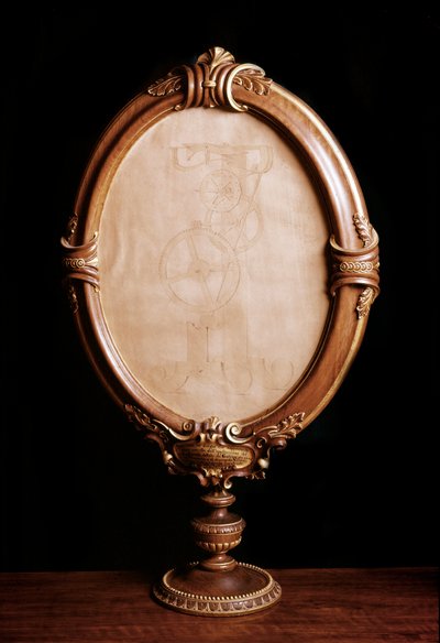 Dibujo aplicando el estudio del astrónomo y físico italiano Galileo Galilei conocido como Galilei (1564-1642) del movimiento del péndulo pesándolo al reloj y a la medición del tiempo. Copia del dibujo original del matemático Vincenzo Viviani de Italian School