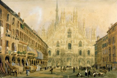 Plaza del Duomo y Catedral en Milán. 1811 de Italian School