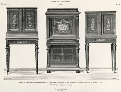 Muebles de ébano por Hunsinger y Wagner, París, ilustración de L