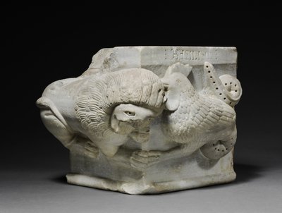 Capitel comprometido con un león y un basilisco, 1175-1200 de Italian School
