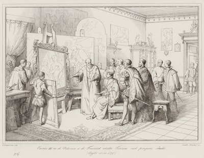 Enrique III, rey de Polonia y Francia, visita a Tiziano en su estudio de Italian School