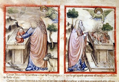 Episodio del sacrificio de Isaac por Abraham de Italian School