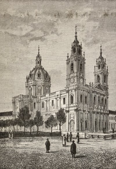Basílica de Estrela, Lisboa, Portugal, grabado de L