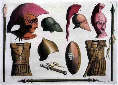 Ejemplos de armas y armaduras etruscas, de 