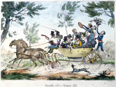 Expedición a Testaccio, cerca de Roma, en una caratella, c.1830 de Italian School