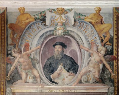 Fernando de Magallanes, en la Sala del Mappamondo de Italian School