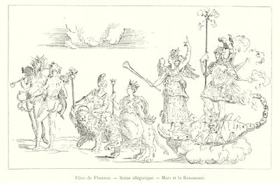 Fiestas de Florencia, Escena alegórica, Marte y la Fama de Italian School