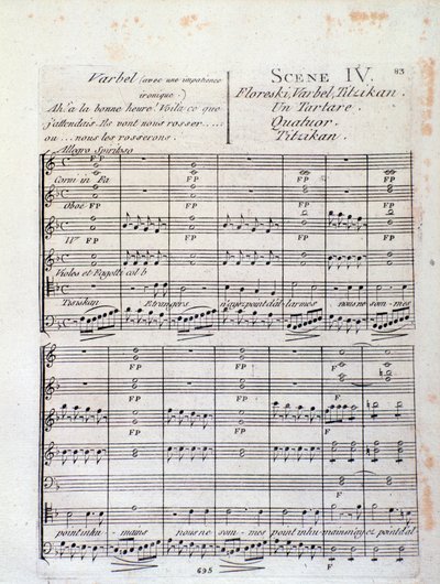 Primera página de la partitura de Lodoiska (escena 4), ópera por Luigi Cherubini de Italian School