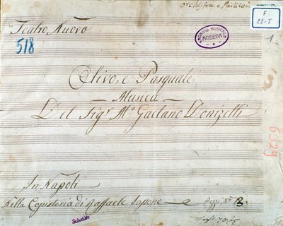 Primera página de partitura musical de la ópera 