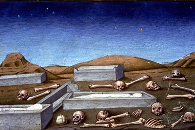 Fol.149rb El Juicio Final: Los muertos se levantan de la tumba (vitela) de Italian School