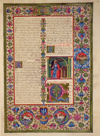 Fol.201r Carta de San Pablo a los Efesios, de la Biblia de Borso d