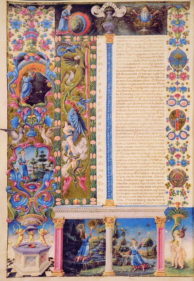 Fol.5v Génesis. La creación del universo, de la Biblia de Borso d