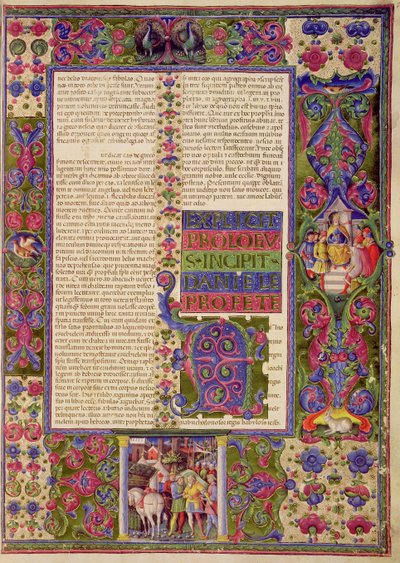 Fol.78r Apertura del Libro del Profeta Daniel, de la Biblia de Borso d