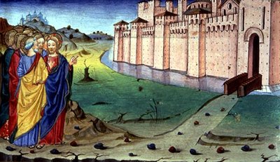 Fol.87v Cristo va a Galilea (vitela) de Italian School