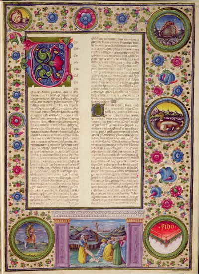 Fol.91r Libro del profeta Joel (profeta menor del siglo VIII a.C. que predicó en Jerusalén), de la Biblia de Borso d