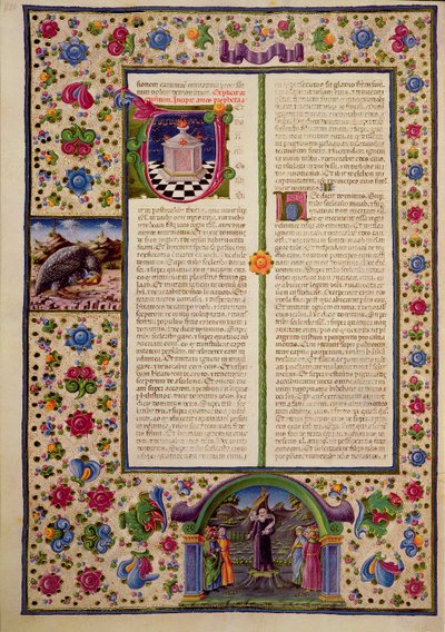 Fol.92v Apertura del Libro del Profeta Amós, de la Biblia de Borso d