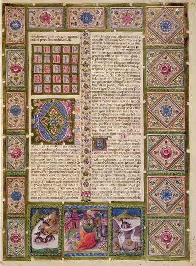 Fol.97r Apertura del Libro del Profeta Micheas, de la Biblia de Borso d