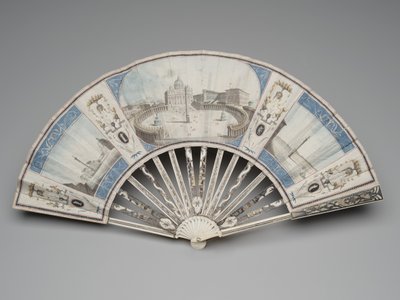 Abanico Plegable con vistas de los monumentos de Roma, c.1780s-1790s de Italian School