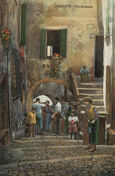 Fontanassa, San Remo, Italia (litografía en color) de Italian School
