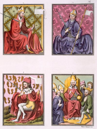 Cuatro figuras de la historia del Sacro Imperio Romano, c.1820s-30s de Italian School