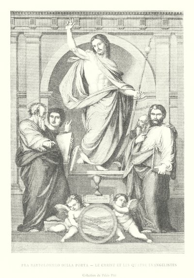 Fra Bartolommeo della Porta, Cristo y los cuatro evangelistas, Colección del Palacio Pitti (grabado) de Italian School