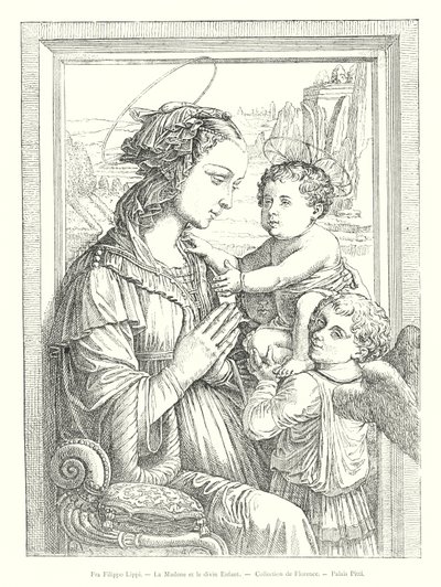 La Madone et le divin Enfant, Collection de Florence, Palais Pitti (grabado) de Italian School