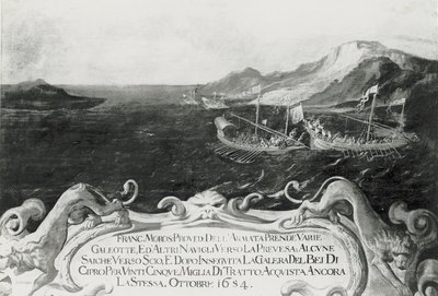 Francesco Morosini (1618-94) en un incidente frente a Chipre, 1654 de Italian School