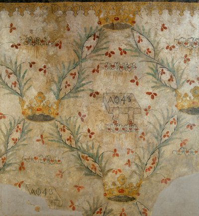 Fresco de ornamentación floral y coronas, antiguamente en la Casa Vismara de Legnano, XVsec. de Italian School