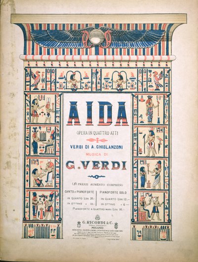 Portada de la partitura de Aida, de Giuseppe Verdi de Italian School