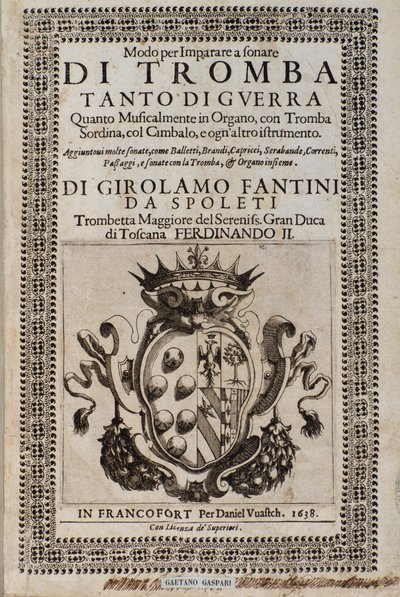 Portada de Modo per imparare a sonare di tromba método para aprender trompeta por Girolamo Fantini (1600-1675) de Italian School