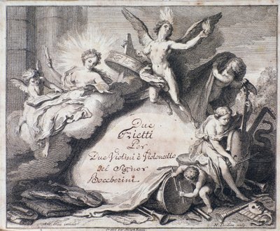 Portada de la partitura musical de Due trietti per due violini e violoncello de Luigi Boccherini de Italian School