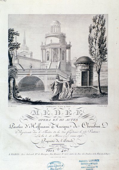 Portada de la partitura musical de Medea (escena 3), ópera de Luigi Cherubini de Italian School