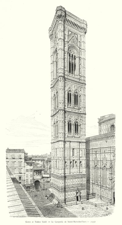 Giotto y Taddeo Gaddi, El Campanario de Santa María de las Flores de Italian School
