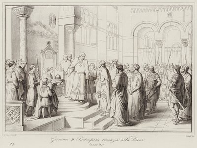 Giovanni II Partecipazio renuncia a la Ducea, 887 de Italian School