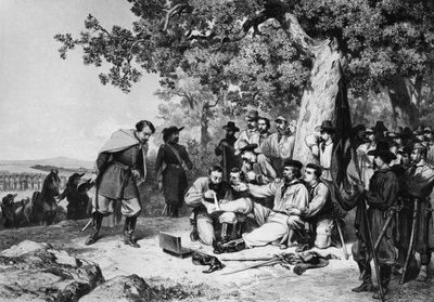 Giuseppe Garibaldi (1807-82) herido en la Batalla de Aspromonte en 1862 de Italian School