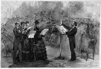 Giuseppe Verdi dirigiendo la Messa da Requiem en la Ópera Cómica de París en 1874 de Italian School