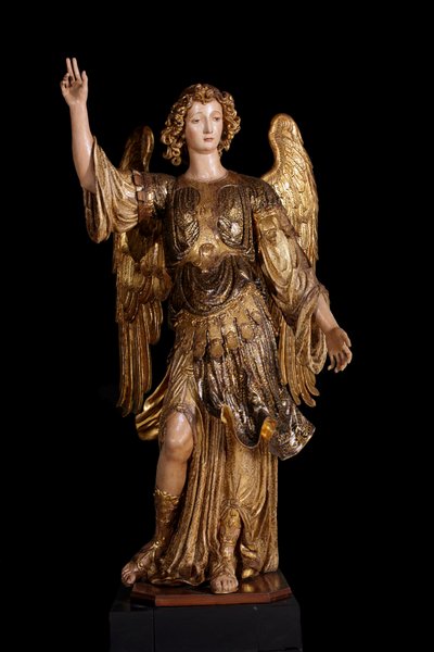 Ángel de la guarda (escultura en madera, pintura y oro) de Italian School